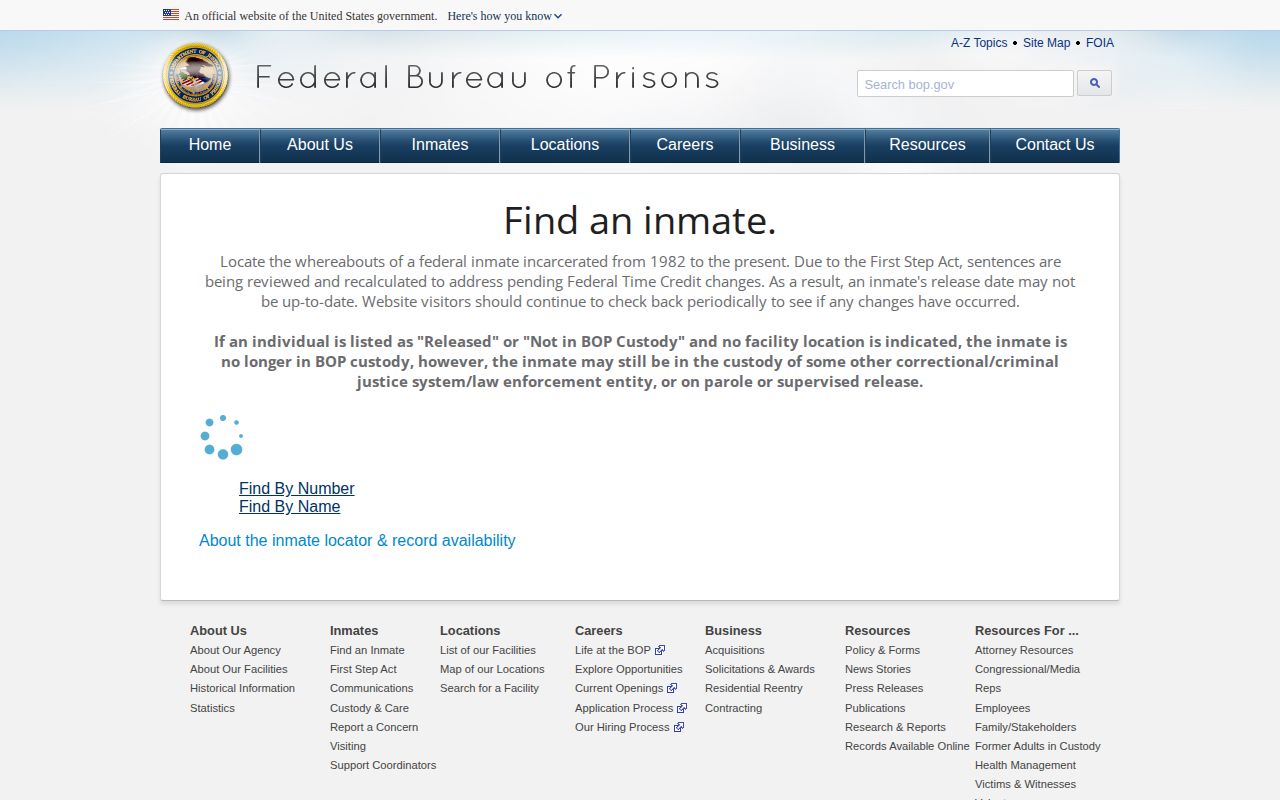 Federal BOP locator for Mississippi released inmates