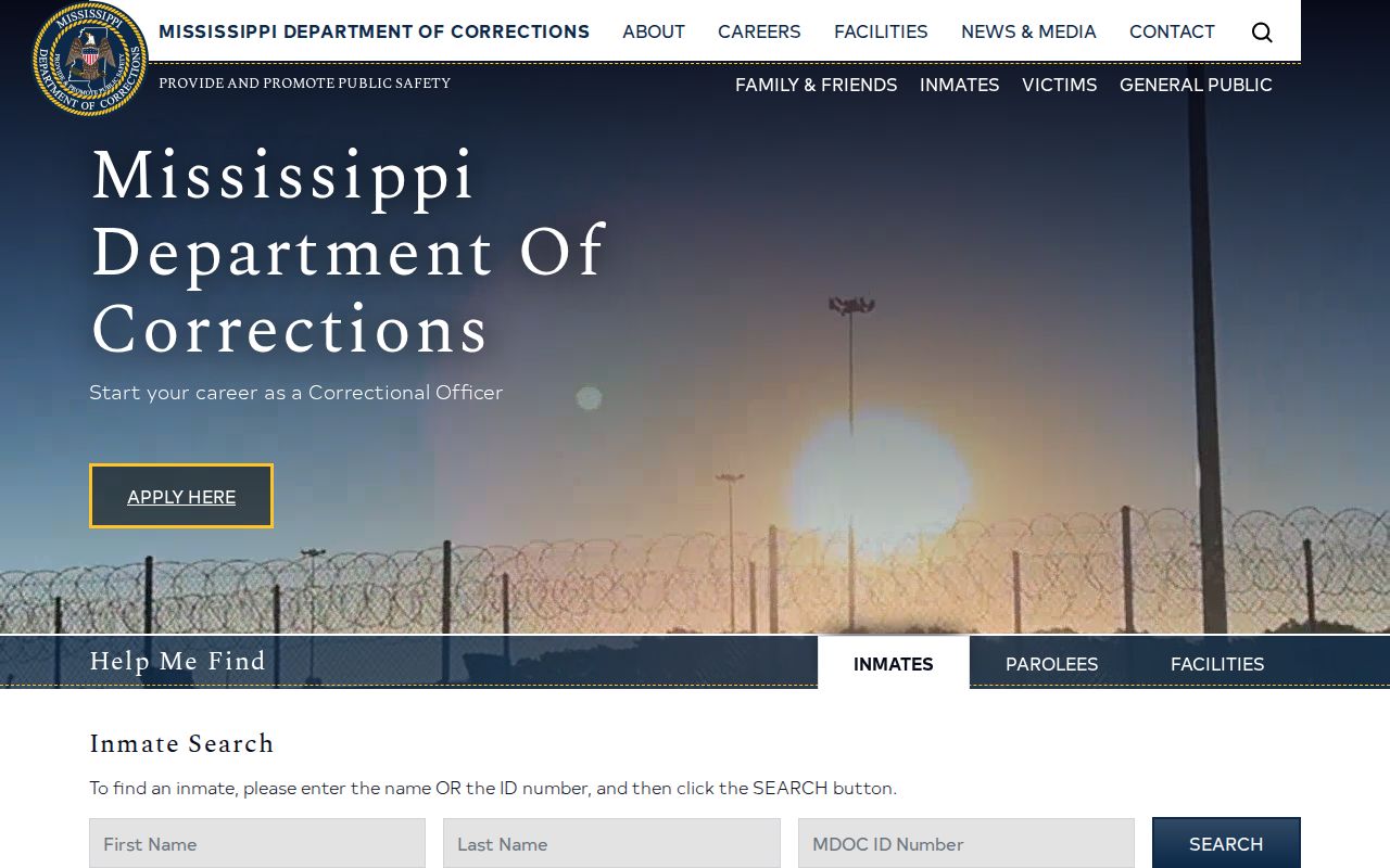 Mississippi MDOC offender search and released inmate entry points