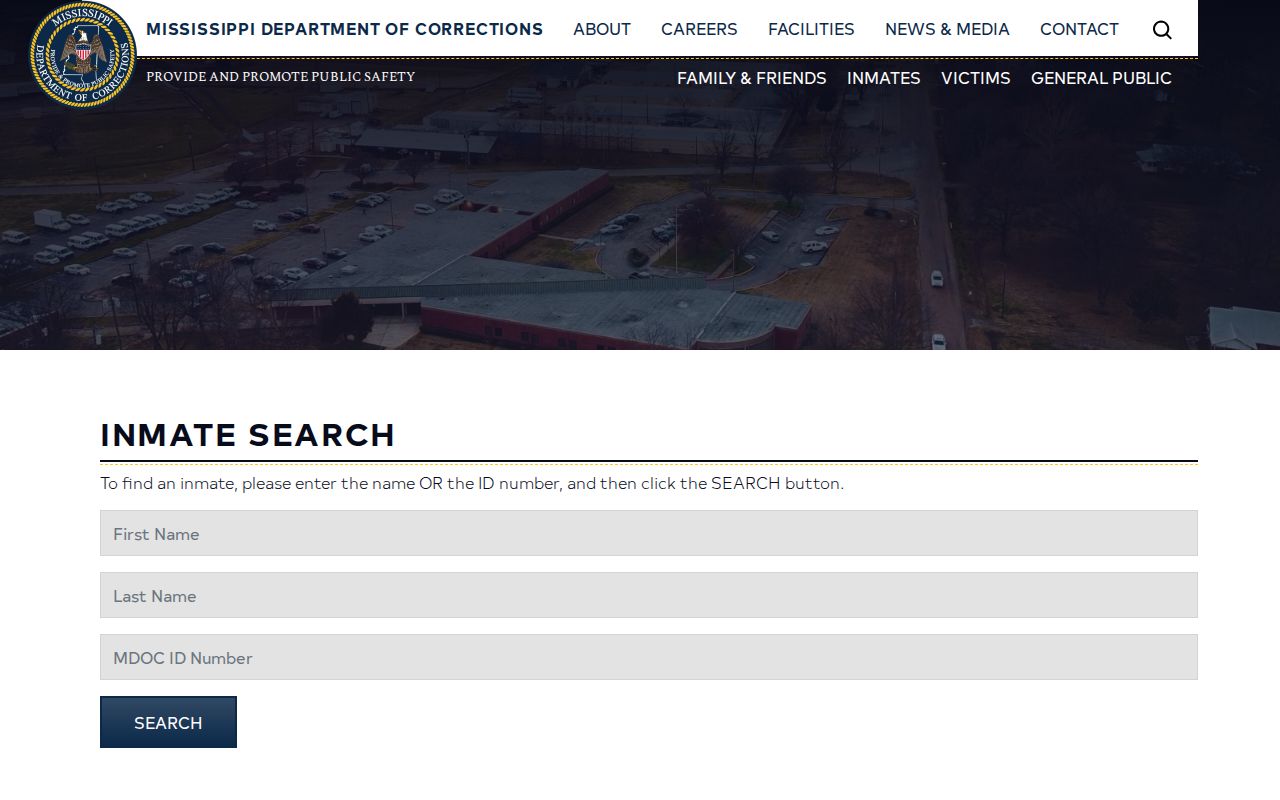 Mississippi MDOC inmate search form for release records