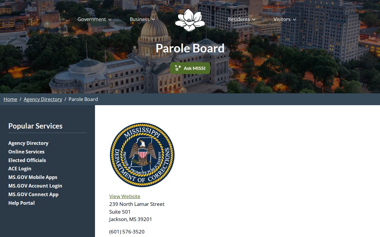 Mississippi State Parole Board hearings and decisions directory